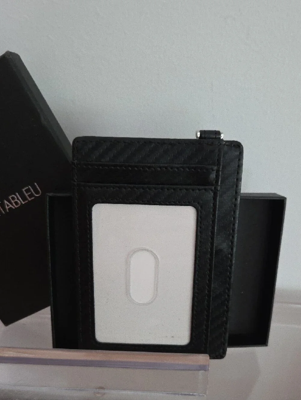Black Carbon-Texture Men's Card Holder NIB